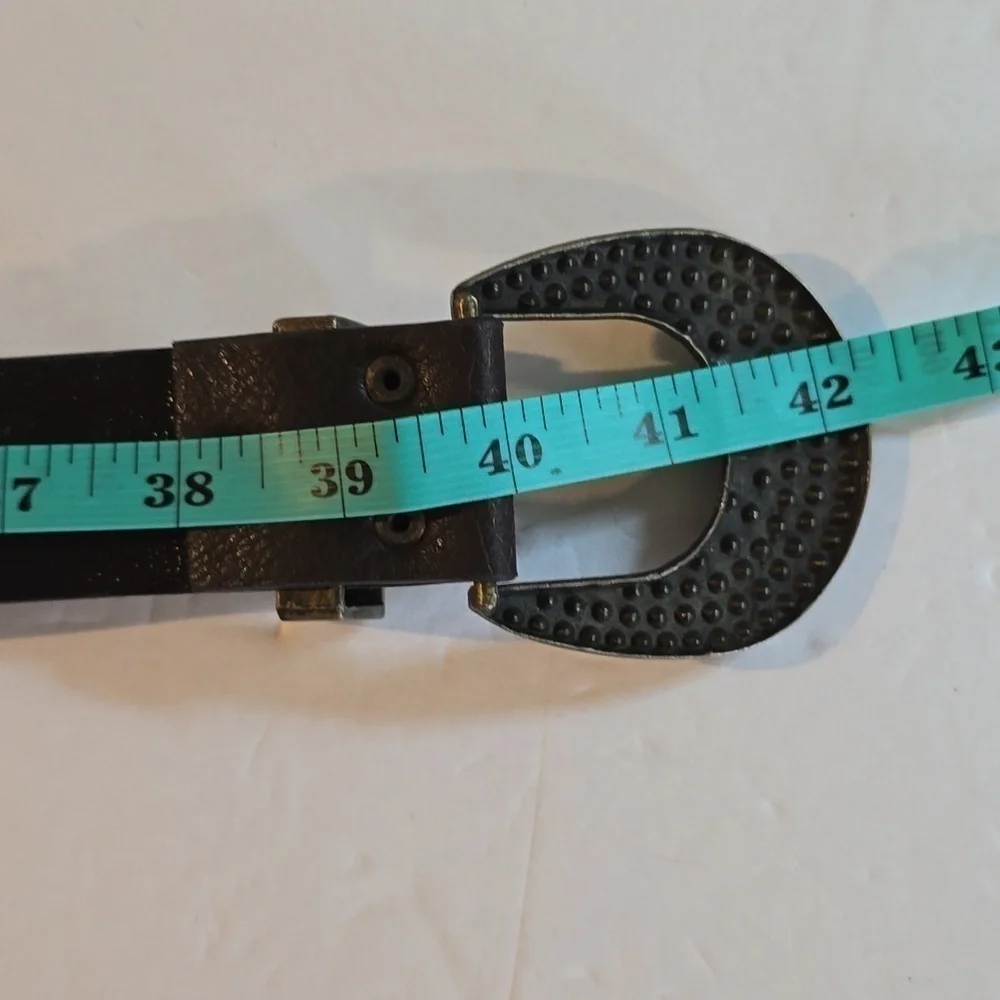 Womens Sparkle Bling Crystals Brown Leather Belt Sz.M/L